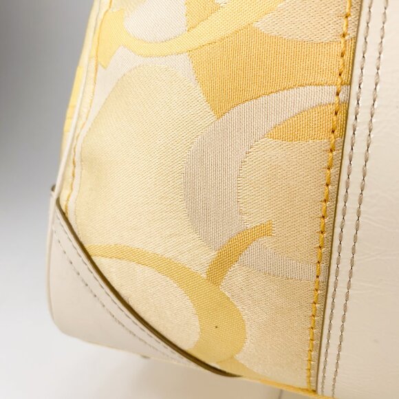 COACH Hampton Signature Stripe Spring Canvas Yellow Shoulder Bag - L0885-F13337 - Picture 5 of 16